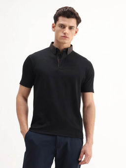 Rare Rabbit - Men Black Cotton Blend Polo T-Shirt
