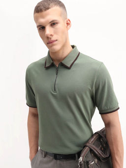 Rare Rabbit - Men Green Cotton Blend Polo T-Shirt