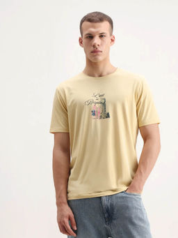 Rare Rabbit - Men Yellow Cotton Blend T-Shirt