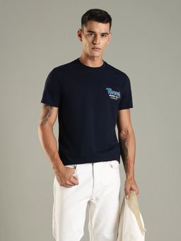 Tommy Hilfiger - Men Navy Blue Cotton T-Shirt