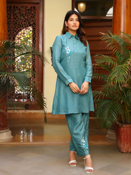 LIROSE - Sonika Blue Kurta & Pants (Set of 2)