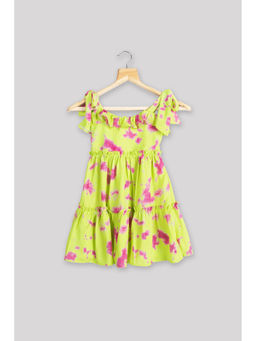 NEOFAA - Abstract Ruffled Neck Midi Dress for Girls