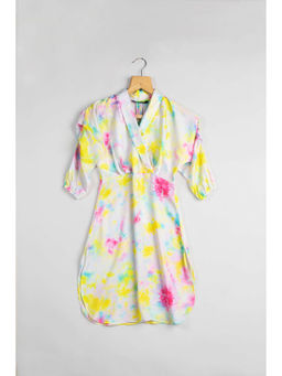 NEOFAA - Beauteous Tie and Dye Kimono Dress for Girls