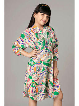 NEOFAA - Abstract Printed Multi-Color Dress for Girls