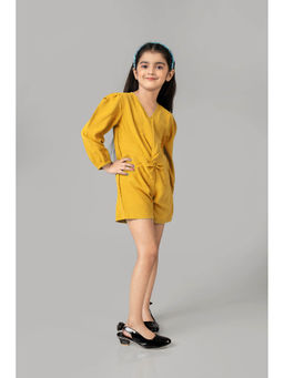 NEOFAA - Yellow Front Knot Playsuit for Girls