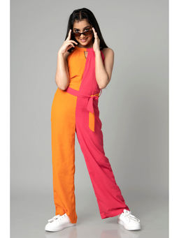 NEOFAA - Halter Neck Jumpsuit with Tie Up Belt for Girls (Set of 2)