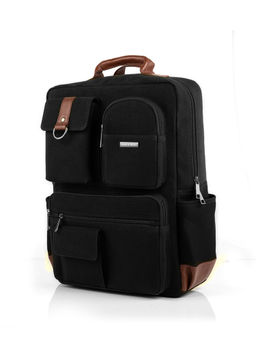 Smith & Blake - Black Canvas & Tan Leatherette Fits Upto 15.6 inch Laptop - Elliot Black