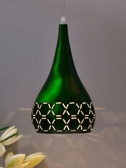 Homesake - Glossy Spinning Cross-Cut Pendant Lamp Green