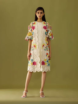 CHANDRIMA - Ivory Applique and Cutwork Jacket
