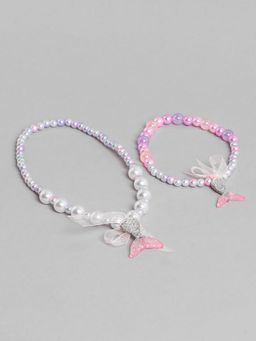 EL REGALO - Kids Girls Jewellery Necklace and Bracelet Combo Multi Color (Set of 2)