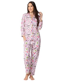 Pyjama Party - Pink Party Button Down Pj Set - Cotton Rayon Pj Set With Notched Collar