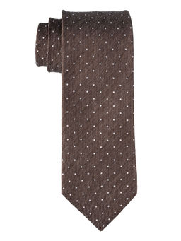 The Tie Hub - Brown Silk & Viscose Polka Silk Tie