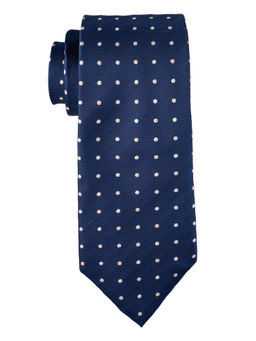 The Tie Hub - Royal Blue with White Polka Silk Tie