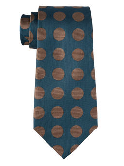 The Tie Hub - Teal with Gold Polka Silk Tie