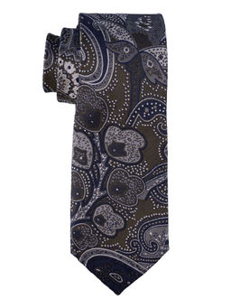 The Tie Hub - Green with Blue Paisley Silk Tie