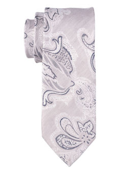 The Tie Hub - Grey Paisley Silk Tie