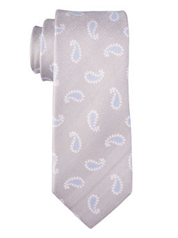 The Tie Hub - Grey with Blue Paisley Silk Tie