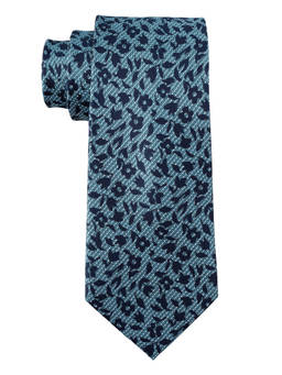 The Tie Hub - Teal with Blue Floral Silk Tie