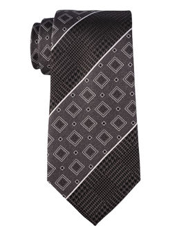 The Tie Hub - Grey Square Geometric Print Silk Tie