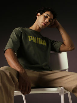 Puma - Men Green Solid T-Shirt