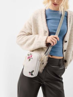 Accessorize London - Women's Off White Floral Phone Sling Bag