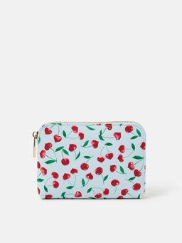 Accessorize London - Women's Blue Cherry Printed Coin Pouch