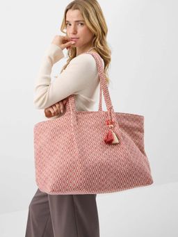 Accessorize London - Women's Pink Embroidered Aztec Shopper Tote Bag