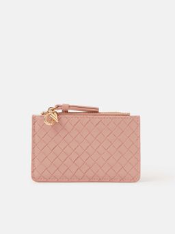 Accessorize London - Women's Pink Charm Textured Card Holder