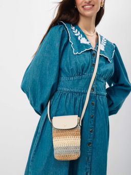 Accessorize London - Women's Multi-Color Raffia Phone Sling Bag