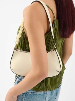 Accessorize London - Women's Cream Beaded Strap Handbag