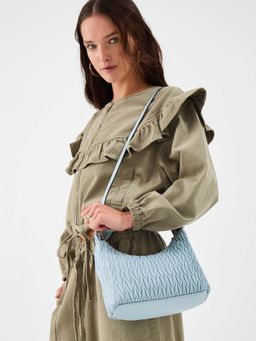 Accessorize London - Women's Blue Textured Crossbody Sling Bag