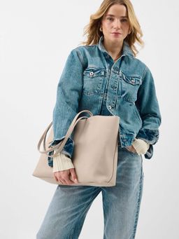 Accessorize London - Women's Cream Charm Faux Leather Tote Bag