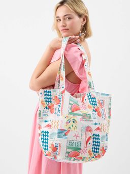 Accessorize London - Women's Multi-Color Summer Printed Shopper Tote Bag