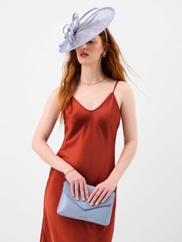 Accessorize London - Women's Blue Metallic Envelope Sling Bag