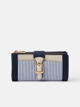 Accessorize London - Women's Blue Stripe Buckle Wallet