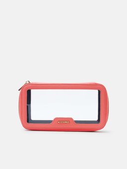 Accessorize London - Women's Pink Clear Travel Makeup Pouch