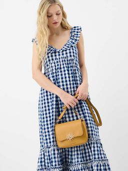 Accessorize London - Women's Yellow Sun Faux Leather Crossbody Sling Bag