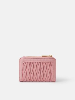 Accessorize London - Women's Pink Ruched Bi-Fold Wallet