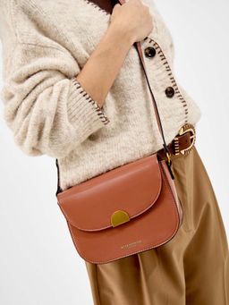 Accessorize London - Women's Tan Boxy Crossbody Sling Bag