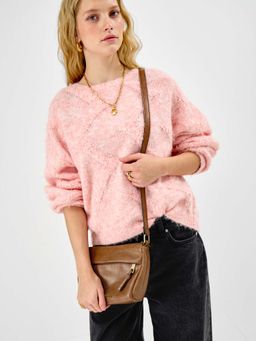 Accessorize London - Women's Brown Zip Front Crossbody Sling Bag