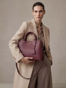 Accessorize London - Women’s Burgundy Soho Satchel Bag With Detachable Strap