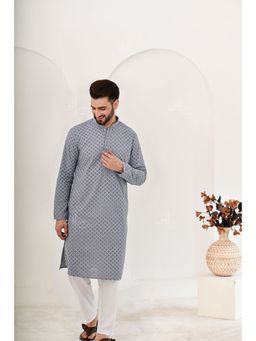 House of Chikankari - Chikankari Cotton Straight Men's Kurta
