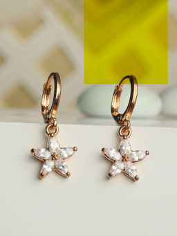 Priyaasi - American Diamond Studded Floral Drop Earrings