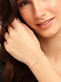 Carlton London - 925 Sterling Silver Rhodium Plated Wraparound Bracelet