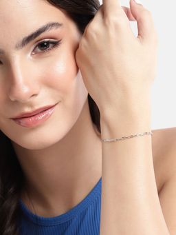 Carlton London - 925 Sterling Silver Rhodium Plated Link Chain Bracelet