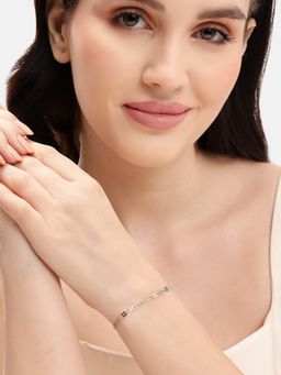Carlton London - 925 Sterling Silver Rhodium Plated Wraparound Bracelet