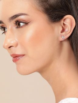 Carlton London - 925 Sterling Silver Rhodium Plated Cz Contemporary Stud Earrings