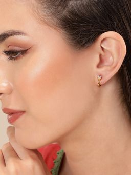 Carlton London - 925 Sterling Silver 18Kt Gold Plated Cz Circular Mini Hoop Earrings