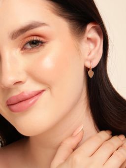Carlton London - 925 Sterling Silver Rose Gold Plated Cz Dangling Heart Drop Earrings
