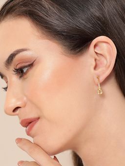 Carlton London - 925 Sterling Silver 18Kt Gold Plated Teardrop Cz Drop Earrings